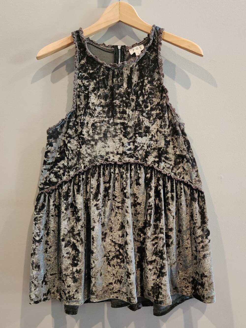 POL Crushed Velvet Tank Babydoll Racerback Boutique Flowy Top